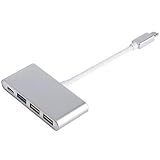 USB Type-c ハブ 変換4in1 USB C 3.1 Type-CからUSB3.0 USB2.0 変換アダプター 3ポートUSB-Cハブ Type-C充電ポート搭載 高速データ転送 アルミニウム合金製 Google new Chromebook Pixel/Microsoft Lumia950/MacBook（2015/2016/2018）対応 [シルバー]