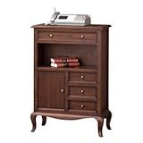 猫足電話台/FAX台 【幅61cm】 木製 扉/引き出し収納付き 『ウェール』 アンティーク調家具 【完成品】