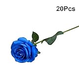 Vosarea 造花　ローズ　バラ　薔薇　人工ローズ　シルクフラワー　シミュレーション　ウェディングパーティ　フェスティバルの装飾　20ピース（青）
