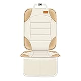 チャイルドシート用カーシートプロテクター レザーおよびファブリックシート用Siivtonカーシートシートプロテクター 2メッシュポケット 滑