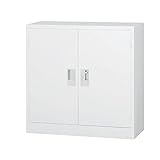 【HCB-TD33H】 キャビネット 書庫 収納 完成品 深型 両開き書庫 戸棚 書棚 【オフィス家具市場オリジナル:日本製】 W880×D515×H880 ホワイトグレー