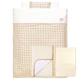 un doudou 日本製 ミニサイズ ベビー布団 10点セット オーガニックコットン ダブルガーゼ チェック 60×90cm 綿100% 全部洗える 1116M C-140