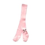 キッズタイツ　ソックス　レギンス　子供用　赤ちゃん　ガールズ　蝶結び　綿　柔らかい　通気性　1-6歳 (L, ピンク)