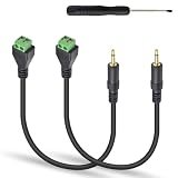 Poyiccot 3.5mmステレオミニプラグ オーディオケーブル、 3.5mm aux端子 自作用ケーブル、 2パック 3.5mm TS (オス) to 2Pin ねじ端子(メス） ヘッドフコンバーターアダプターケーブル (30cm)