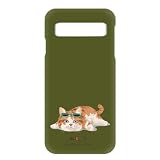 Galaxy S10 用 SC-03L SCV41 対応 スマホケース ギャラクシーｓ10のカバー けーたい ケース ねこ充電中 ゆるねこ 癒し系 休憩モード モスグリーン h240125