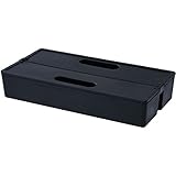 山善(YAMAZEN) 収納ボックス ポリプロピレン かるコン M 浅型 ブラック 32×16×6.3cm KC-MA-BK