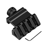 【Bookwarm】マウントベース 斜め45度 20mmレール対応 -サイド マウントベース 斜め取付用 サバゲー エアガン用 オフセットマウント 4スロット (ブラック-4スロット)