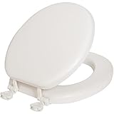 Mayfair 13EC 000 Soft Toilet Seat with Molded Wood Core and Easy-Clean & Change Hinges, Round, White