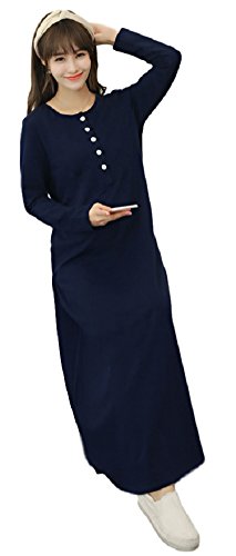 最安値 Miwoluna ミウォルナ マタニティ ワンピース 授乳服 授乳口 マタニティウェア マキシ丈 ロング 長袖 前ボタン ネイビー Mの価格比較