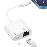 [Apple MFi認証] Lightning - イーサネットアダプター 2イン1 RJ45 イーサネットLANネットワークアダプター iPhone/iPad/iPod用 充電ポート付き 10/100Mbps 高速 プラグアンドプレイ