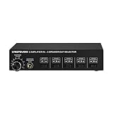 LINEPAUDIO 2 in4出力スピーカーセレクタースイッチボックス4ゾーンアンプとボリュームコントロール付きスピーカーセレクターバナナジャック6.5mmイヤホンジャック