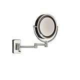 Rozin アームミラー 洗面台用 LEDライト 化粧鏡 折りたたみ 伸縮ミラー 円形 壁にマウント