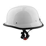 Perfk オートバイ　汎用　ヘッド保護　ハーフ　ヘルメット　調整可能な　ストラップ付き　ホワイト　全３サイズ - M