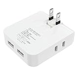 超薄型 USB 充電器 AC2個 USB2個 ACアダプター 4口同時に充電 USB-A スマホ充電器 高速充電 iPhone Android 折りたたみ式 iPhone SE3 / 14 / 13 / 12 / iPad/Android 各種対応 AC充電器 AC100V～240Vに対応 海外 旅行 ACアダプター PSE認証済み (ホワイト)