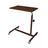 ＜ エトゥベラ ＞ シンプルテーブル ブラウン 幅55.5cm×奥行38.5cm×高さ64.5～88cm [ 多用途 スリムデスク ミニテーブル サイドテーブル ネイルテーブル ネイルデスク キャスター付き 平机 作業台 多機能 オフィス 