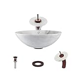 Mr Direct 850ホワイトGranite容器シンク浴室Ensemble Waterfall 850-W-SWF-ORB