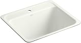 Kohler K-6663-1U-NY Glen Falls Undercounter Utility Sink with One-Hole Faucet Drilling, Dune [並行輸入品]