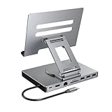 USB-C ドック 9-IN-1 USB-Cハブ ドッキングステーション HDMI 4K@60Hz 2*USB-A 3.0+USB-C 3.0+HDMI+RJ45+PD 100W出力 遅延なし アルミニウム合金 良好な放熱性 360回転式 タブレットスタンド