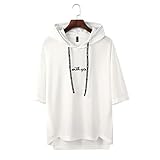 [YUKIHARA] メンズ 接触冷感 フード付き Tシャツ 半袖 パーカー 冷感素材 ストレッチ 柔らかい 涼しい ひんやり ゆったり クール 夏服 L