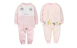 「AKARI」赤ちゃん ベビー服 上下 T-シャツ ズボン パジャマ pajama長袖 秋冬春 シンプル デザイン イラスト スマイル顔 明るい顔 動物 木 公園 黄色い セット4枚 6ヶ月 [並行輸