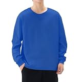 [Ｋａｙｉｙａｓｕ] Tシャツ メンズ 長袖 9.2オンス 肉厚生地 ロンT インナー おおきいサイズ クルーネック 100綿 透けない 秋服(ブルー XL)