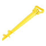 ポータブルサンビーチグラウンドスパイク傘ホルダースタンドスクリューパラソルサンドガーデンアンカー(黄)