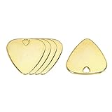 uxcell ギターピック 厚さ1.8mm サイズ30mmx26mm メタル ギター楽器用 ゴールドトーン 5個入り