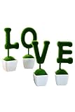 Lumierechat LOVE 造花 観葉植物 結婚式 ウェディング 二次会 受付 装飾 インテリア 卓上 デコレーション ミニ 植木鉢 ポット a-8126