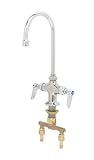 T&S Brass B-0314 Double Pantry Faucet with 4-Inch Spreader, Swivel Gooseneck, Vandal Resistant Handl