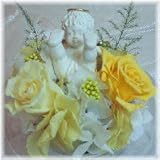 ドーム入りアレンジ天使のいる家-黄色いバラのプリザーブドフラワー