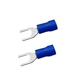 Lovoski 100個入り　PVCコンタクト＆銅製　絶縁　スペード　フォーク　コネクタ　電気クリンプ　ワイヤー端子　16-14AWG　ブルー