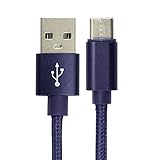 【2本セット】USB Type C ケーブル対応 (2m/ネイビー) 急速充電 高耐久 ナイロン編み 充電ケーブル タイプC