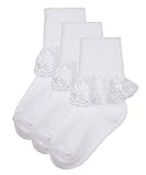 Trimfit赤ちゃん女の子SingleレースonコットンCuff Socks 3 - Pack カラー: ホワイト