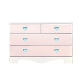 アルファタカバ 子供部屋に置きたいキッズチェスト ポップハート 幅100cm3段タイプ パステルピンク(取っ手ブルー)