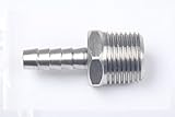 「ノーブランド」バー生産３１６ステンレススチール バーブ カプラ/コネクタ フィッティング継手1/4" Hose ID x3/8"Male NPT （5個入）