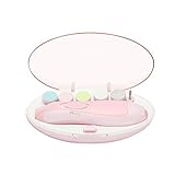 Smilemall 電動ネイルケアキット 赤ちゃん爪切りセット ベビーレーベル ネイルケアセット LEDライト搭載 静か アタッチメント6種類付き (ピンク)