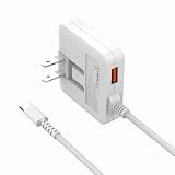 USB充電器 Type-C PD 20W 急速充電器 USB-Cケーブル一体型(超薄型/編みケーブル&QC3.0 USB-Aポート/折畳みプラグ/PSE認証済) タイプc ACアダプター コンセント 軽量 スマホ充電器 iPhone15適用/Android/などその他USB-A Type-C機器対応 (白)