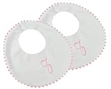 Princess Linens Garden Pique Bib, - White with Light Pink Rick Rack Trim-Z by Princess Linens