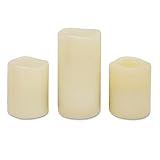 Vanilla Scented Flameless LED Wax Candles 3 pc Pillar Set [並行輸入品]
