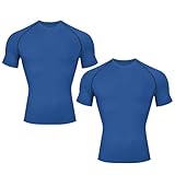 [KANGNAN] メンズ 半袖 2点セット トレーニングベースレイヤー ショートスリーブ シャツ メンズ 吸汗速乾 消臭 スポーツインナー UVカット ベースレイヤー 通気 （S）