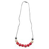 Itzy Ritzy Teething Happens Silicone Jewelry Necklace Cube Bead, Coral [並行輸入品]