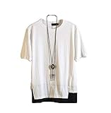 【Smile LaLa】 メンズ tシャツ カットソー トップス 半袖 大きい サイズ オシャレ コーデ 重ね着 シンプル (ホワイト, M)