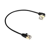 SinLoon 90度直角Cat8イーサネットケーブル、高速40Gbps 2000Mhzケーブル、金メッキプラグSFTPケーブルCat8 RJ45コネクタゲームLAN ケーブル、PC、ルータに使用します(Right 0.3M/1FT)
