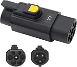 YAKINOタイプ2からタイプ1 EVアダプター 32A 7.2kW – 電気自動車用充電アダプター IEC 62196からSAE J1772コンバータ、EV充電ケーブルプラグから車載充電ステーション用ソケット (ブラック)