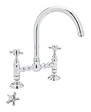 Rohl A1461XAPC-2 Country Kitchen Bridge Faucet with Five Spoke Handles, Polished Chrome by Rohl