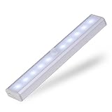 尚协 ワイヤレス合金ボディモーションセンサーLEDライトスティックオンどこでも10-LEDキャビネットナイト/階段/磁気ストリップ付きステップライトバー