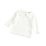 ALLAIBB ベビー服 シャツ コットン パジャマ 長袖 春秋服 女の子 襟付き 肌着 無地 シンプル size 80 (純白)