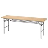 折りたたみテーブル 棚付き W180×D45cm ナチュラル【ストア･エキスプレス】