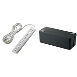 ELECOM 電源タップ 雷ガード 一括スイッチ マグネット付き 抜け止めコンセント 7個口 5m T-Y3A-2750WH+ELECOM ケーブル収納ボックス 6個口電源タップ収納 ブラック EKC