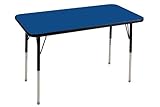 ECR4Kids 24" x 36" Rectangular Activity Table, Toddler Legs w/ Ball Glides (Blue Top/Black Edge) [並行